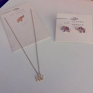 LC Lauren Conrad - Elephant Necklace & Earrings